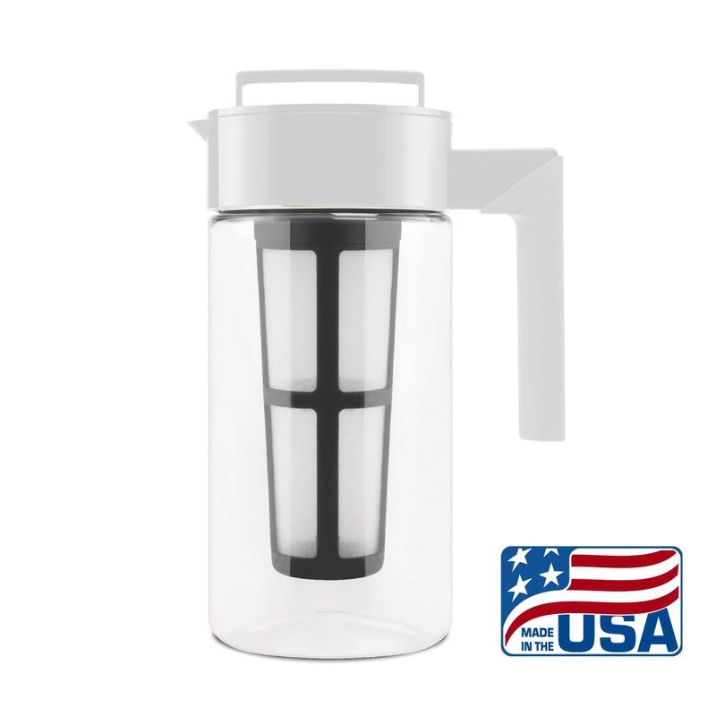 Takeya Tritan Cold Brew Coffee Maker - Airtight Pitcher with Leak-Free Lid - BPA-Free Cold Brew Maker with Silicone Handle - Dishwasher-Safe Pitcher for Homemade Cold Brew - 1 Quart, White - Image 2